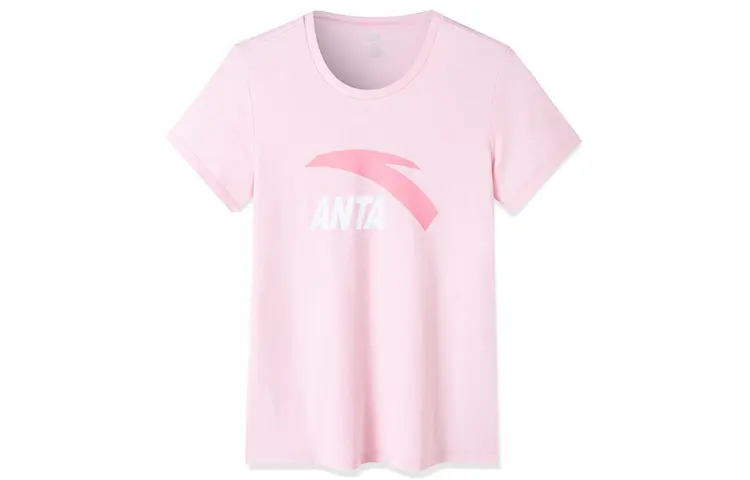 ANTA Life Collection T Shirts Women's Particle Powder Crew Neck Moderate Straight Fit