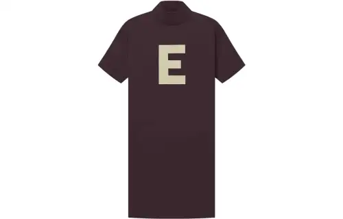 Fear of God Essentials SS23 Womens 3/4 T Shirt Dress Plum Letter Printed Mid-Length Short Sleeve Regular T-Shirt Women's Plum Purple