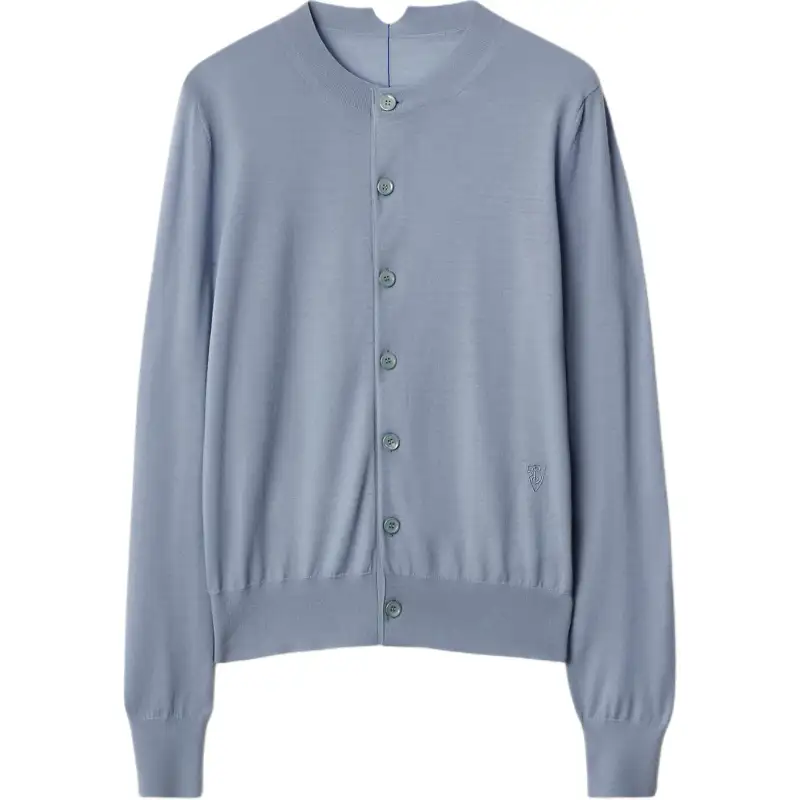 Burberry Sweaters Women's Blue Crew Neck Moderate Cardigan