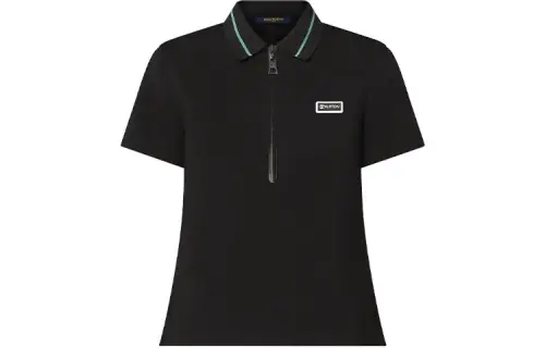 LOUIS VUITTON New Quarterly Products Of LV Polo Shirts Women's Black Polo Collar Straight Fit
