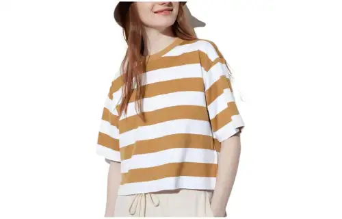 UNIQLO Drop Shoulder Sleeve T Shirt Women's Dark Beige