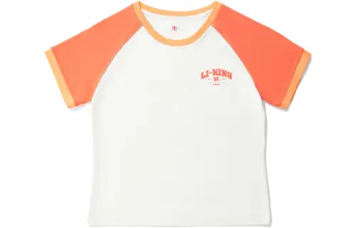 Li Ning Raglan Sleeve T Shirt Women's Ecru Pink Orange
