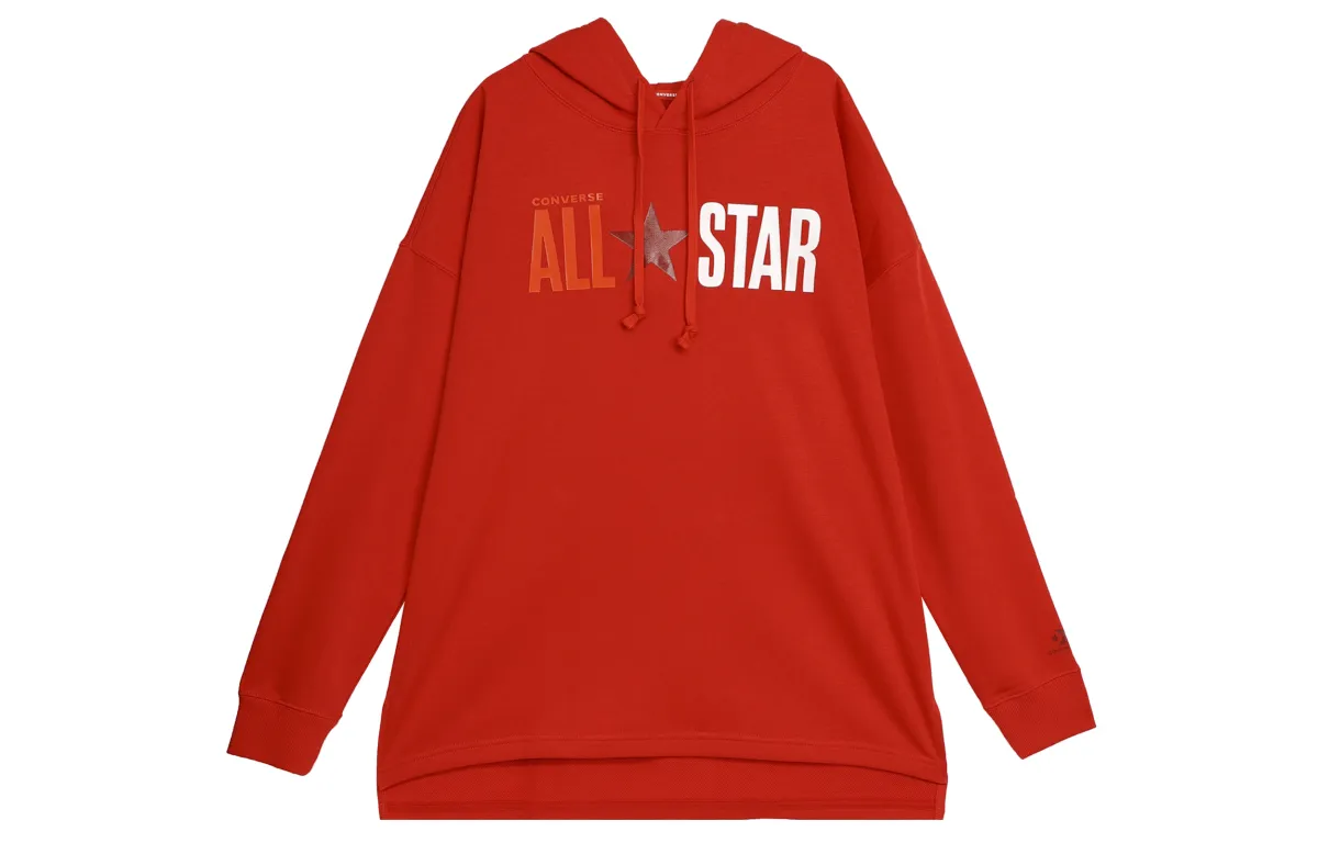 Converse Sweatshirts Women's Red Hooded Moderate Regular