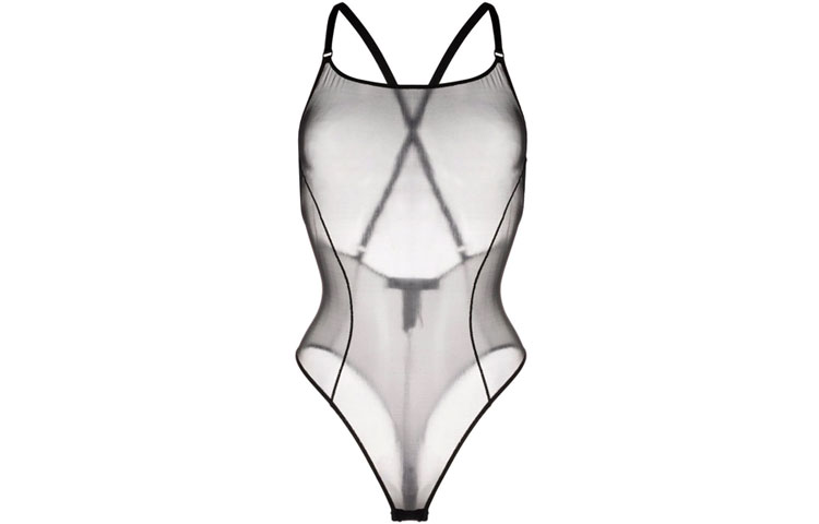 OFF-WHITE Bodysuit, black overall, slim fit, cut