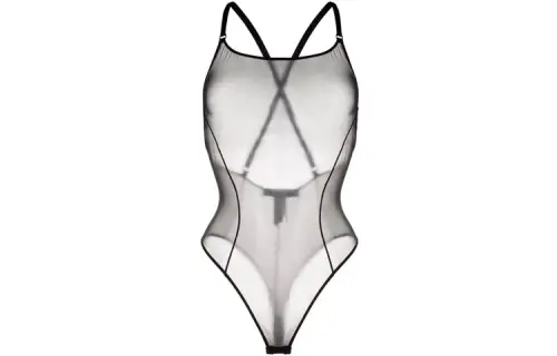 OFF-WHITE Bodysuit, black overall, slim fit, cut