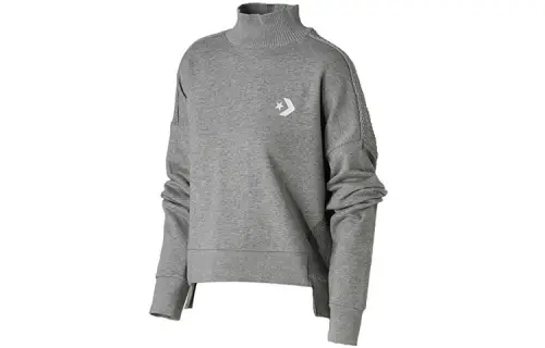 Converse Mock Neck Knitwear Women's Gray Stand Collar Thickened Base Layer
