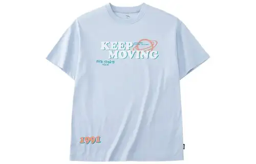 ANTA Life Collection T Shirts Women's Light Bright Blue Crew Neck Moderate Straight Fit