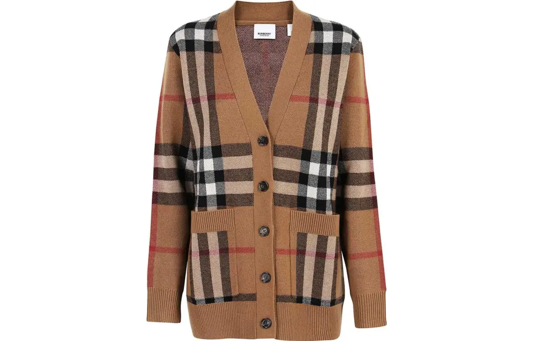 Burberry checked wool-cashmere blend cardigan