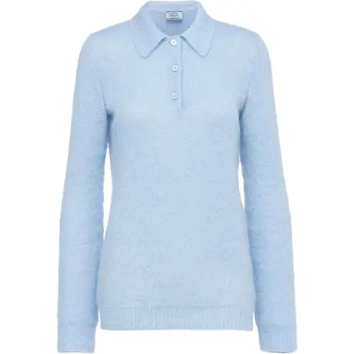 PRADA Knitwear Women's Blue Lapel Moderate Other