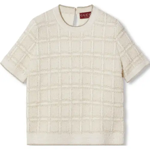 GUCCI Wool And Lamé Check Jacquard Top