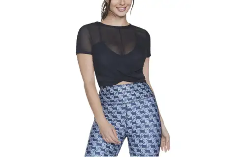 Skechers T Shirts Women's Black Crew Neck Moderate Straight Fit