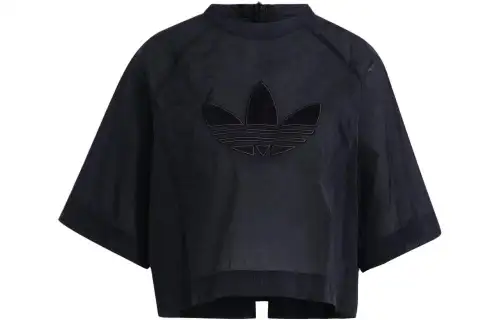 Adidas Originals T Shirts Women's Black Crew Neck Moderate Straight Fit