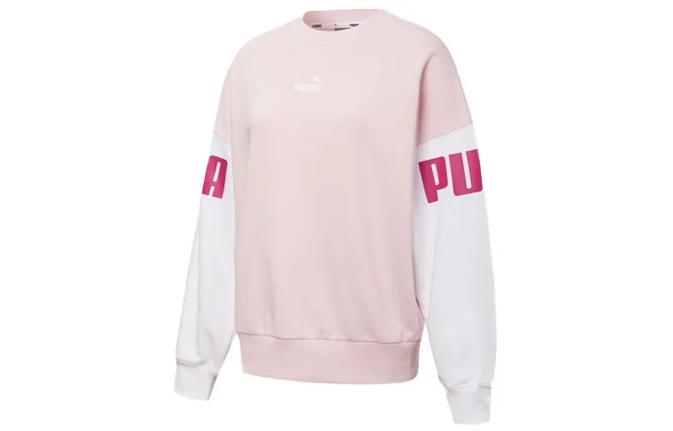 PUMA Sweatshirts Women's Pink Crew Neck Moderate Straight Fit