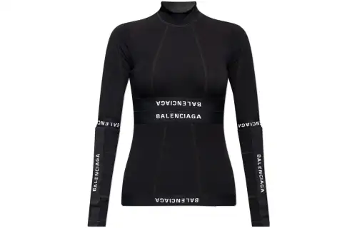 Balenciaga Logo Printed Turtleneck Top