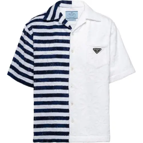 PRADA Shirts Men's Blue With White Lettering Moderate