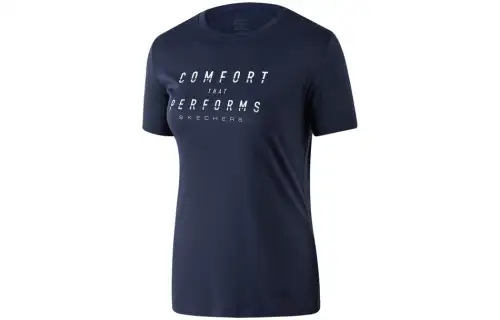 Skechers T Shirts Women's Marine Collegiate Blue Crew Neck Moderate Straight Fit