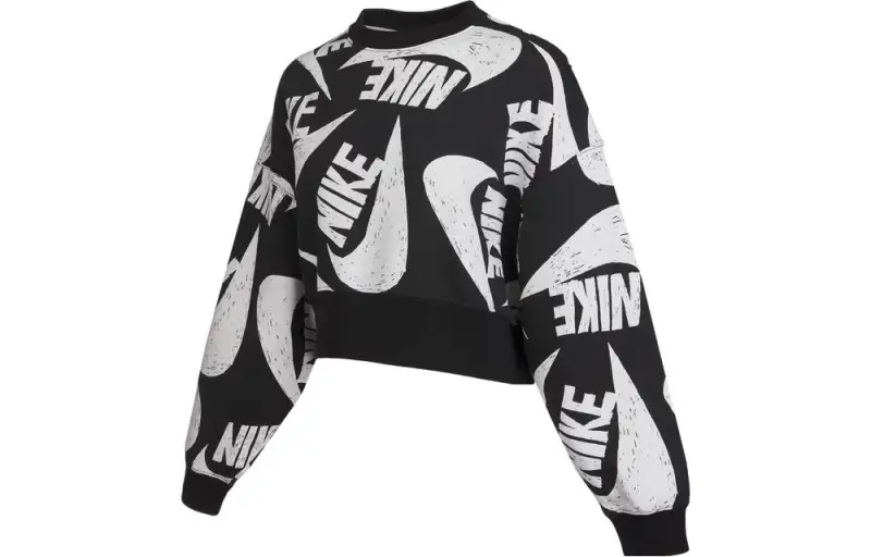 Nike Sweatshirts Women's Black Crew Neck Moderate Regular