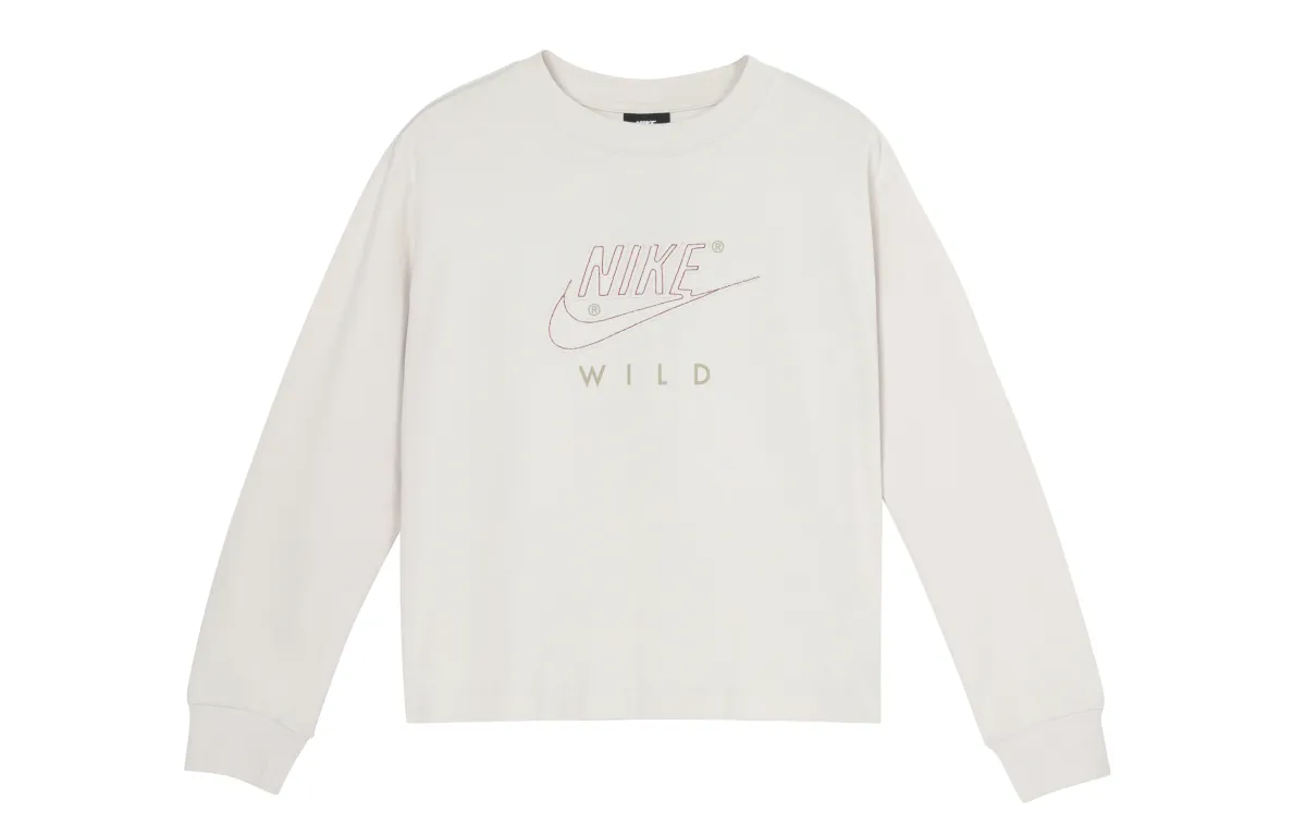 Nike Sweatshirts Women's Light Bone Crew Neck Moderate Regular