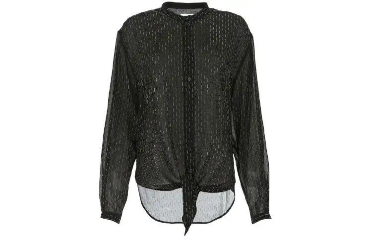 SAINT LAURENT Shirts Women's Black Lapel Moderate Shirt