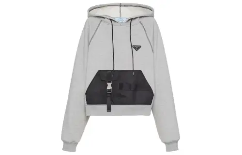 PRADA Sweatshirts Women's Gray Hooded Moderate Regular