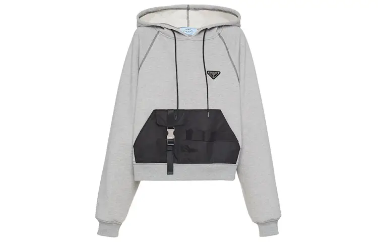 PRADA Sweatshirts Women's Gray Hooded Moderate Regular