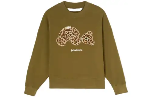 PALM ANGELS Women'ss Leopard Bear Sweatshirt Military/Brown