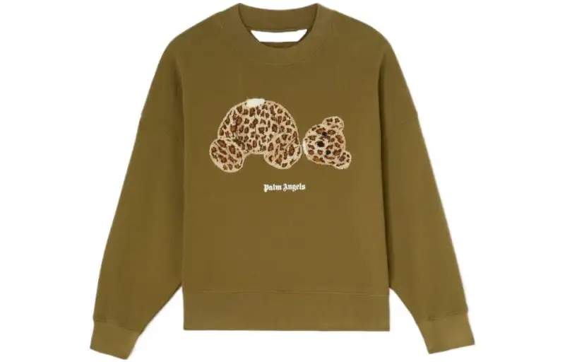 PALM ANGELS Women'ss Leopard Bear Sweatshirt Military/Brown