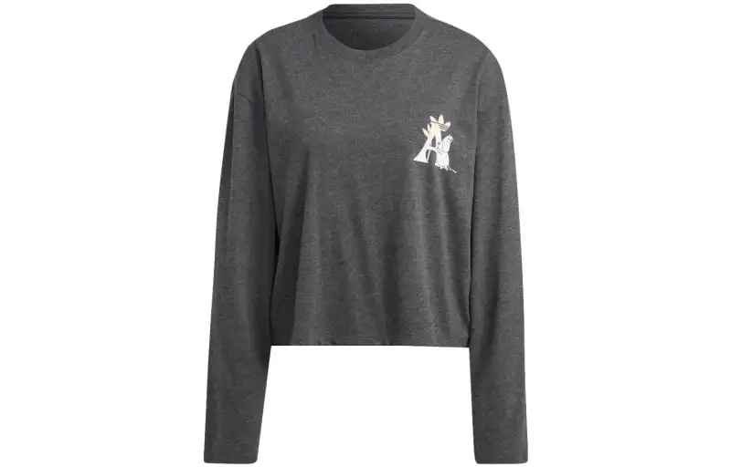 Adidas Originals ADIDAS ORIGINALS X MOOMIN T Shirts Women's Dark Gray Crew Neck Moderate Straight Fit