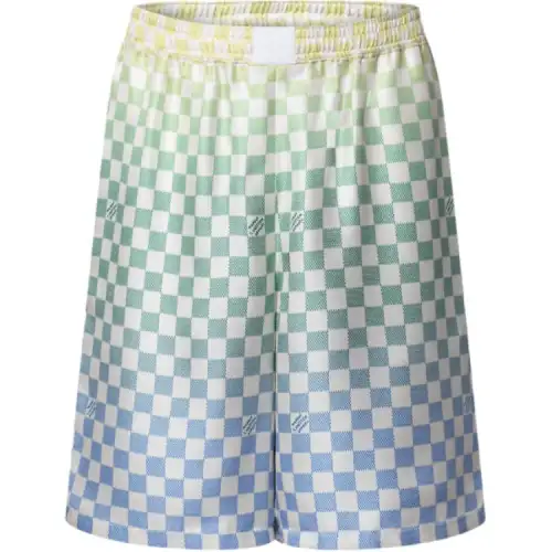 Lv Damier Gradient Printed Silk Shorts