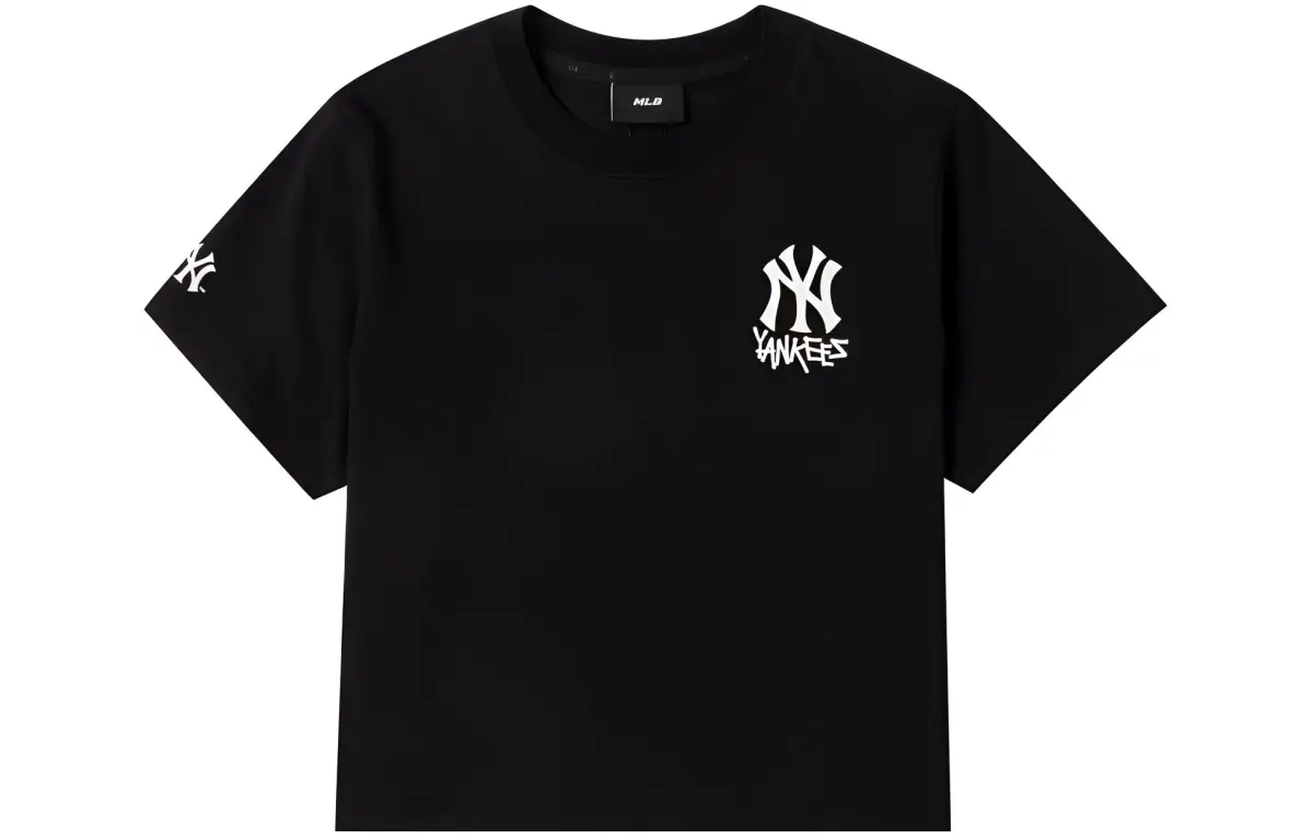 MLB New York Yankees T-Shirts Women's Black Crew Neck Moderate