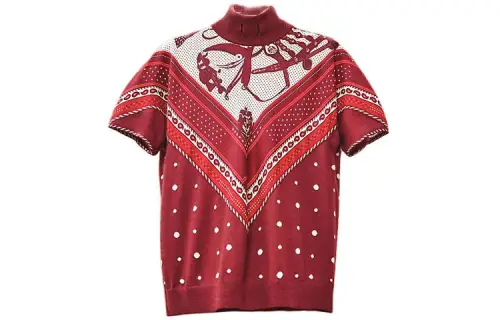 HERMES T Shirts Women's Maroon Turtleneck