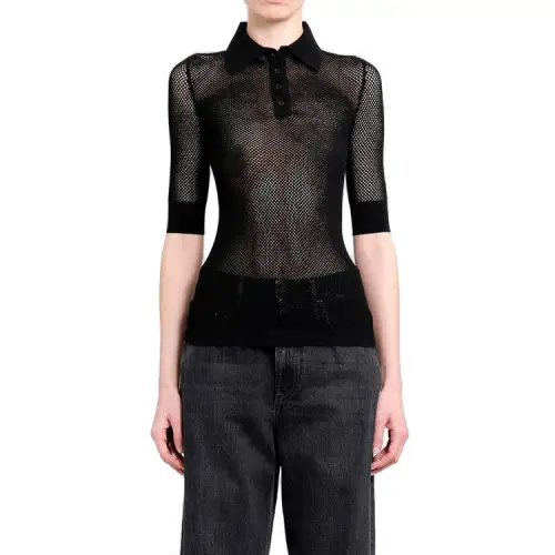 OFF-WHITE Button Detailed Mesh Top