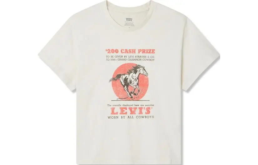 Levi's T-Shirts Women's Ecru Crew Neck Moderate Other