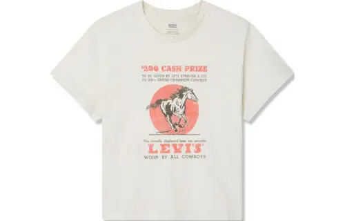 Levis T Shirts Women's Ecru Crew Neck Moderate Other