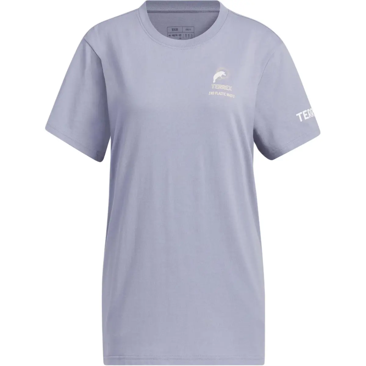 Adidas T-Shirts Women's Silver Gray Violet Crew Neck Moderate Straight Fit