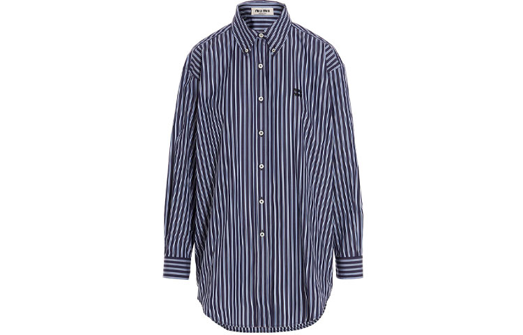 MIU MIU Shirts Women's Blue Lapel Moderate Other