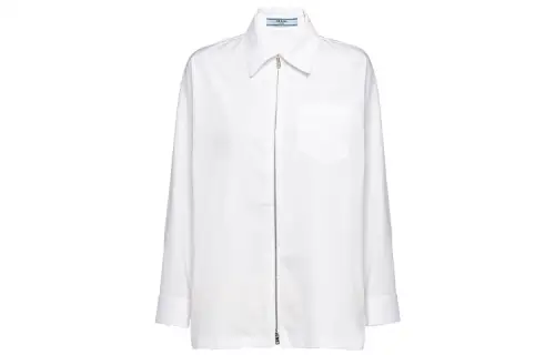 PRADA Shirts Women's White Lapel Moderate Shirt