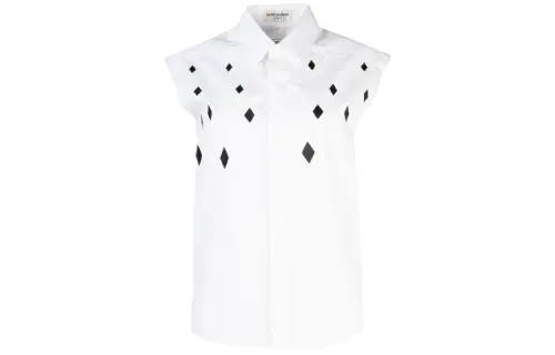 SAINT LAURENT Shirts Women's White Pointed Collar Moderate Shirt