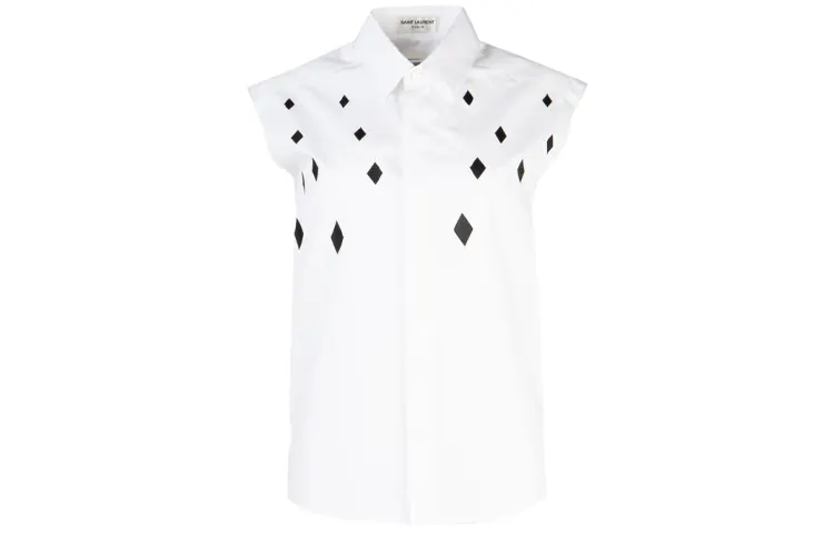SAINT LAURENT Shirts Women's White Pointed Collar Moderate Shirt