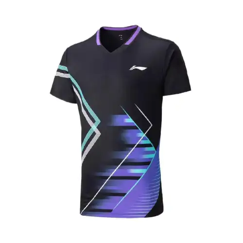 Li Ning T Shirts Women's Black V Neck Moderate Straight Fit