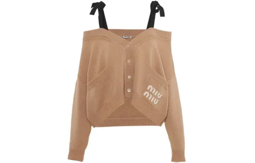 MIU MIU SS22 Cashmere Sweater Women's Khaki