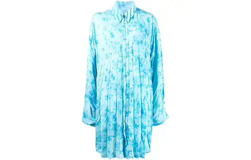 Balenciaga Shirts Women's Blue Pointed Collar Moderate Shirt