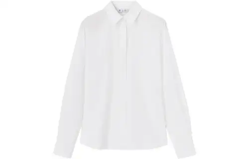 Loro Piana Shirts Women's White Lapel Moderate Straight Fit