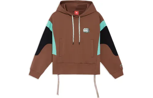 Li Ning Sweatshirts Women's Tortoiseshell Brown Hooded Moderate Regular