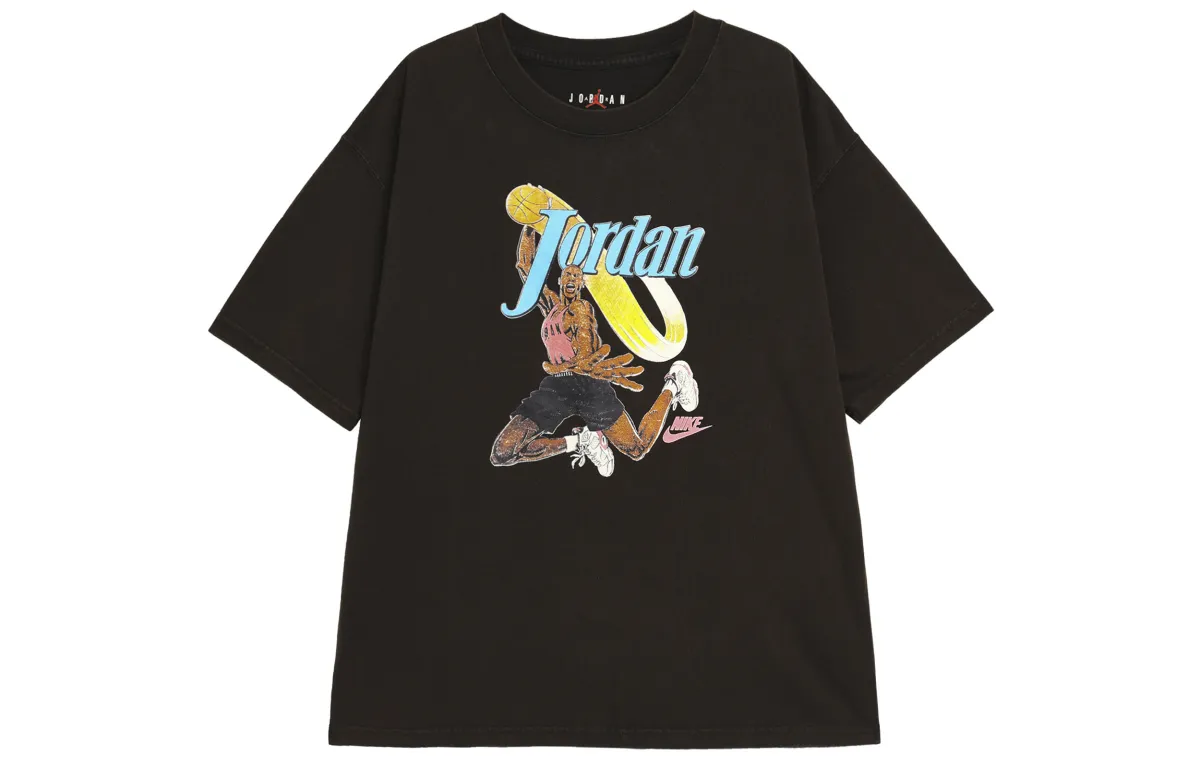 Jordan Drop Shoulder Sleeve T Shirt Women's Gray Black