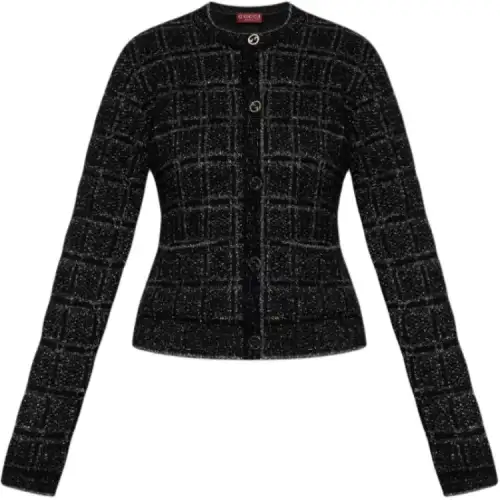 GUCCI Lamé Check Jacquard Cardigan