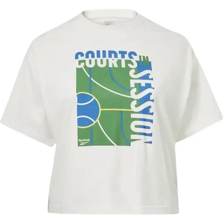 Reebok T Shirts Women's White Crew Neck Moderate Straight Fit