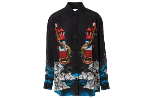 Burberry Shirts Women's Black Lapel Moderate Shirt