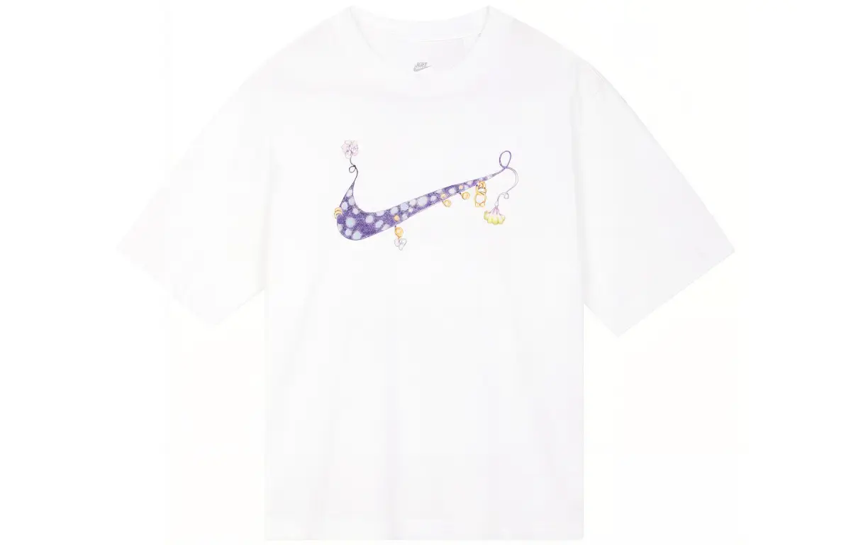 Nike Women'ss Hand-Drawn Print Crewneck T-Shirt White