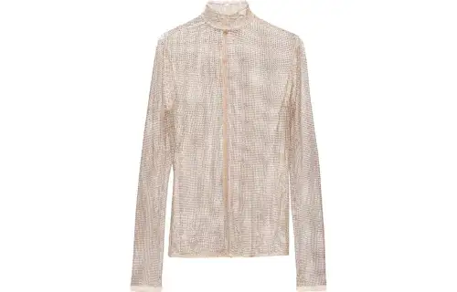 PRADA T Shirts Women's Gold Stand Collar Moderate Straight Fit